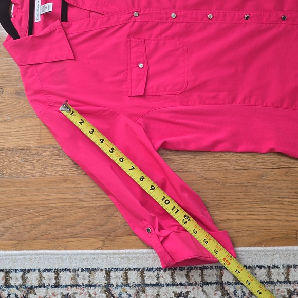 CROFT AND BARROW WOMEN'S PETITE FUSCIA PINK FRONT BUTTON SHIRT SIZE PETITE LARGE - Picture 13 of 16